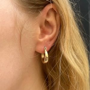 Brandy Melville  small copper (gold color) thick hoop earrings saddle back NWT